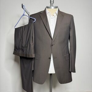 Hart Schaffner Marx 42L 38W Brown‎ Striped Two-Button Blazer Suit Set Menswear